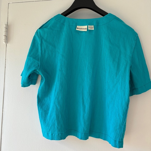 Vintage Appleseed's Turquoise Blue Button Up Shirt - Size 12 - Picture 6 of 9